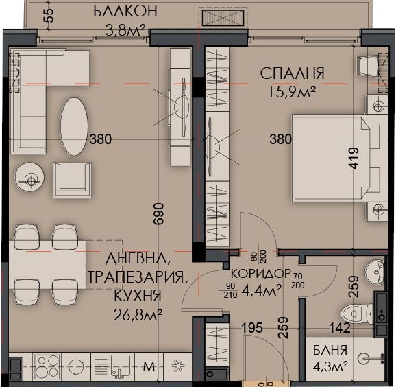 2-стаен - Варна, Виница - 0