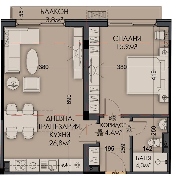 2-стаен - Варна, Виница - 0
